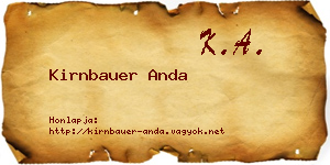 Kirnbauer Anda névjegykártya